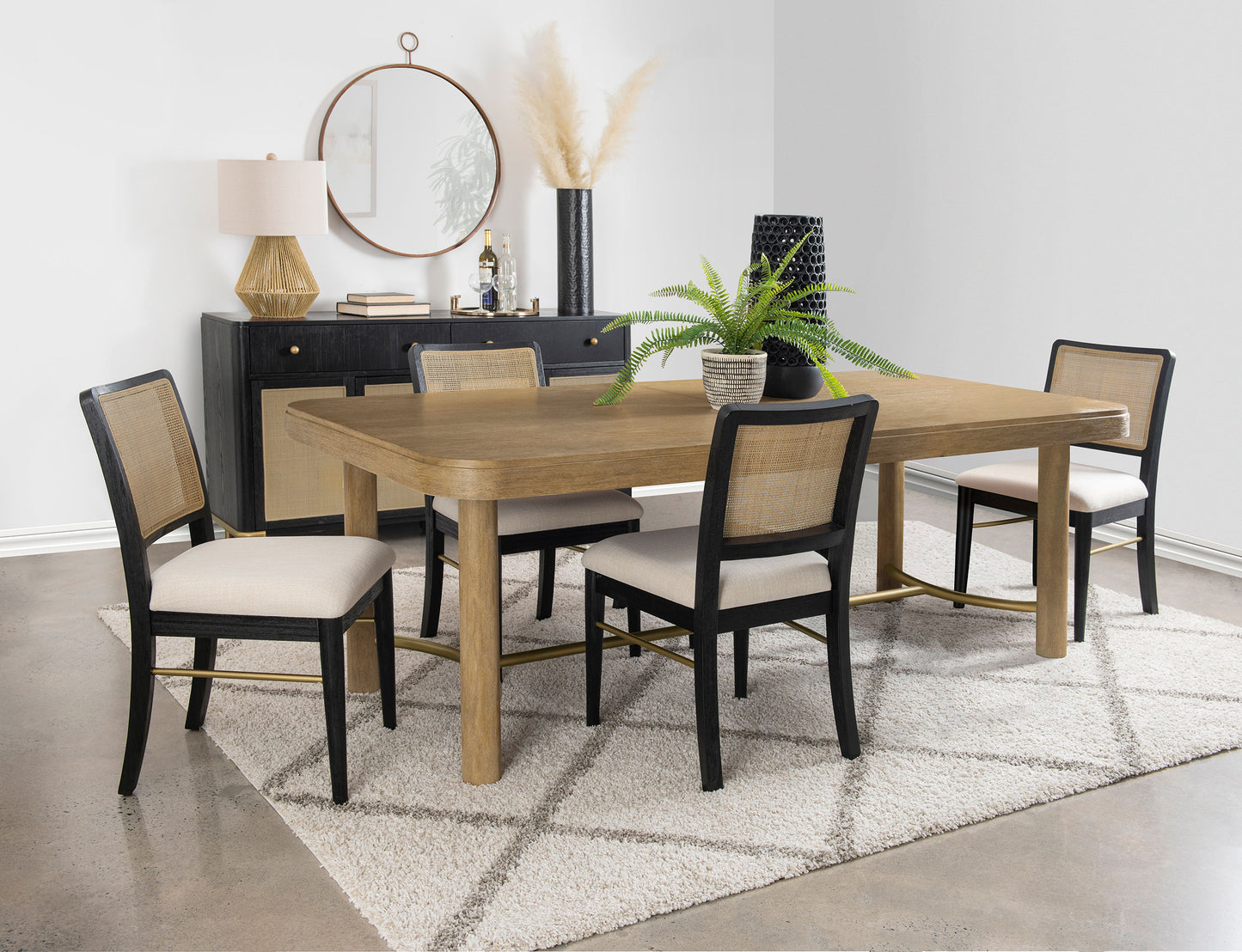 Arini 7-piece Extension Leaf Dining Table Set Sand Wash