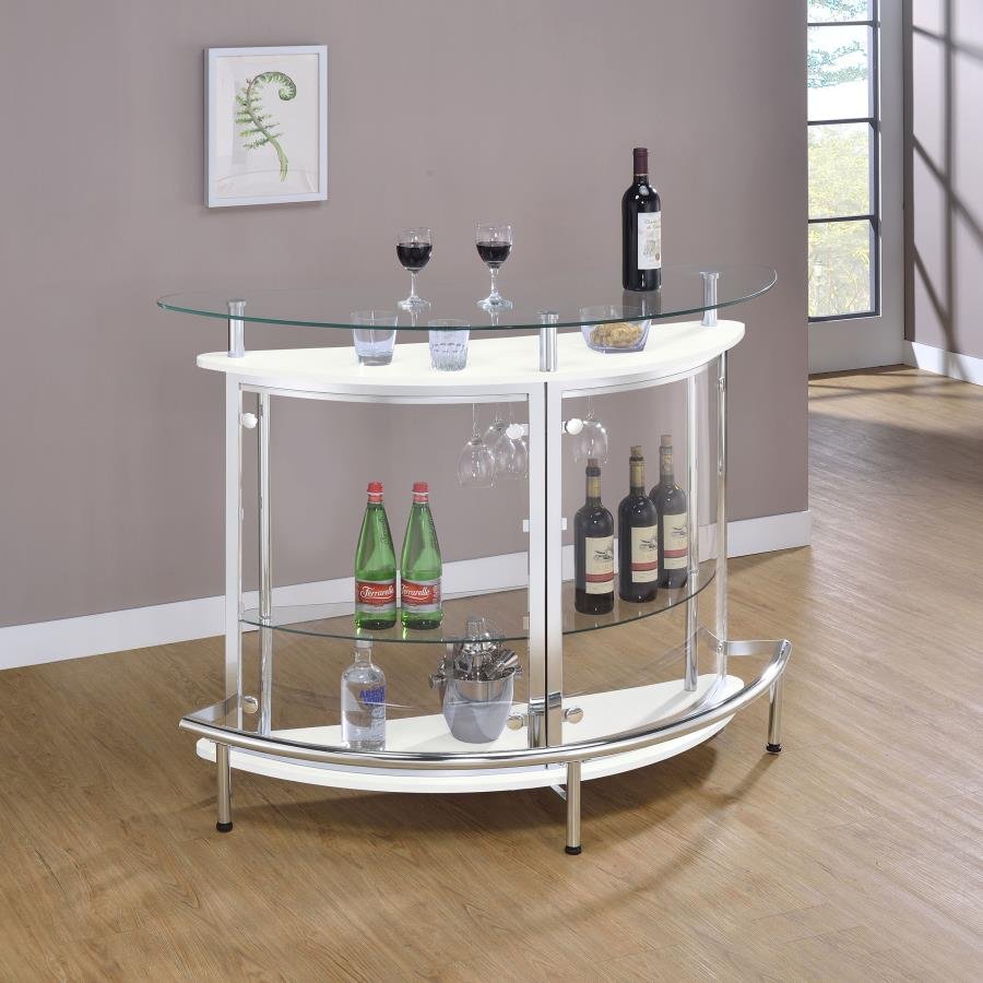 Amarillo Freestanding Glass Top Home Bar Wine Cabinet White - Image 5