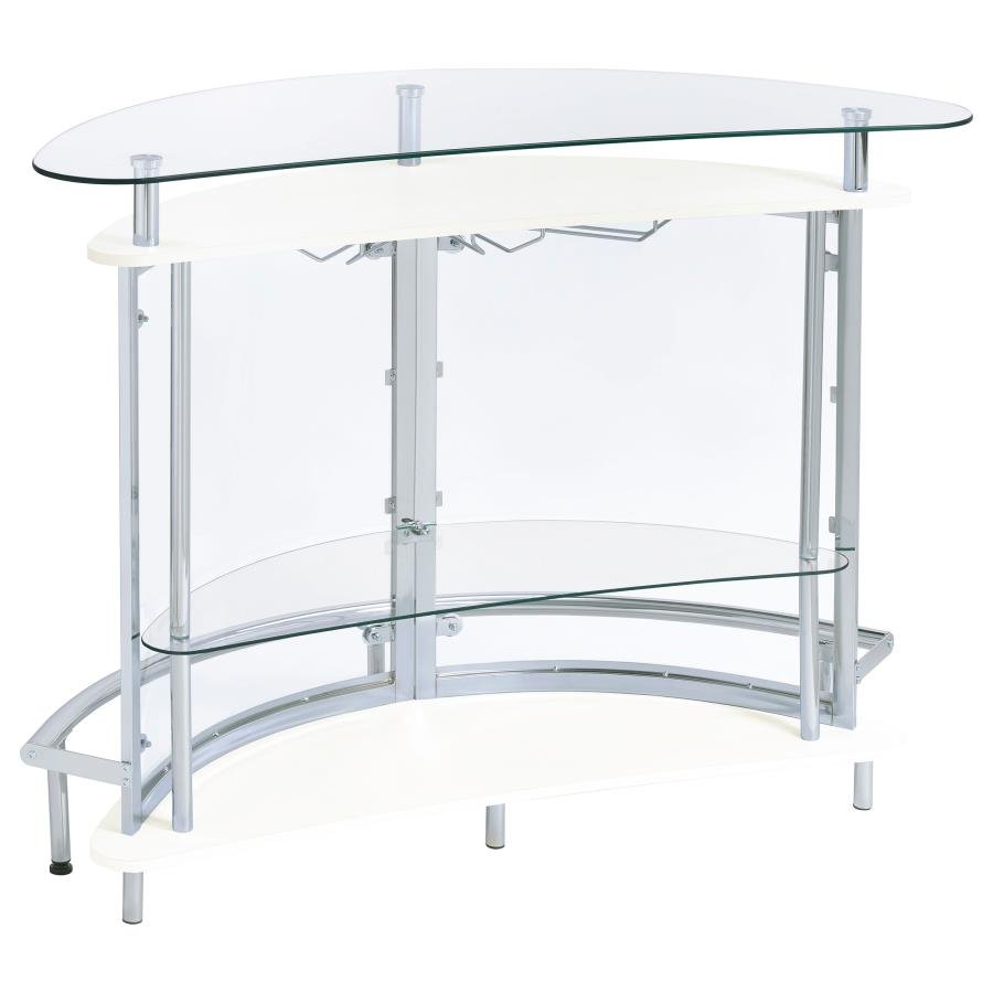 Amarillo Freestanding Glass Top Home Bar Wine Cabinet White - Image 4