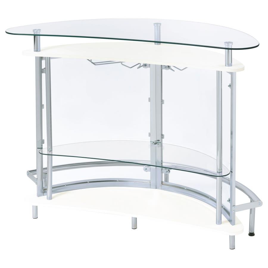 Amarillo Freestanding Glass Top Home Bar Wine Cabinet White - Image 7
