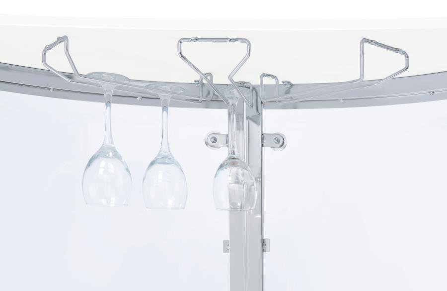 Amarillo Freestanding Glass Top Home Bar Wine Cabinet White - Image 6