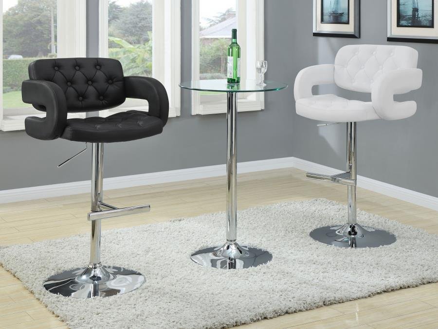 Brandi Adjustable Bar Stool Black and Chrome - Image 2