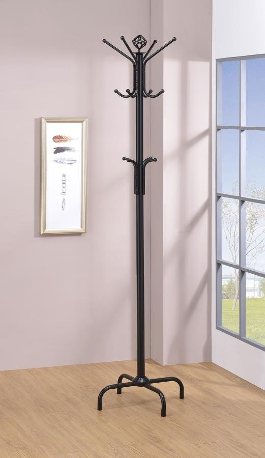 Collier 12 Hook Freestanding Coat Rack Hat Hanger Black - Image 2