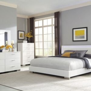 Felicity 5-piece Queen Bedroom Set White High Gloss