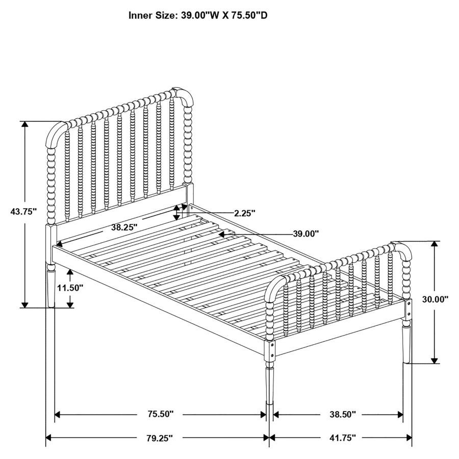 Jones Wood Twin Open Frame Bed White - Image 3