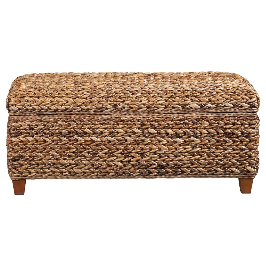 Laughton Hand-Woven Banana Leaf Storage Bench Amber - Image 6