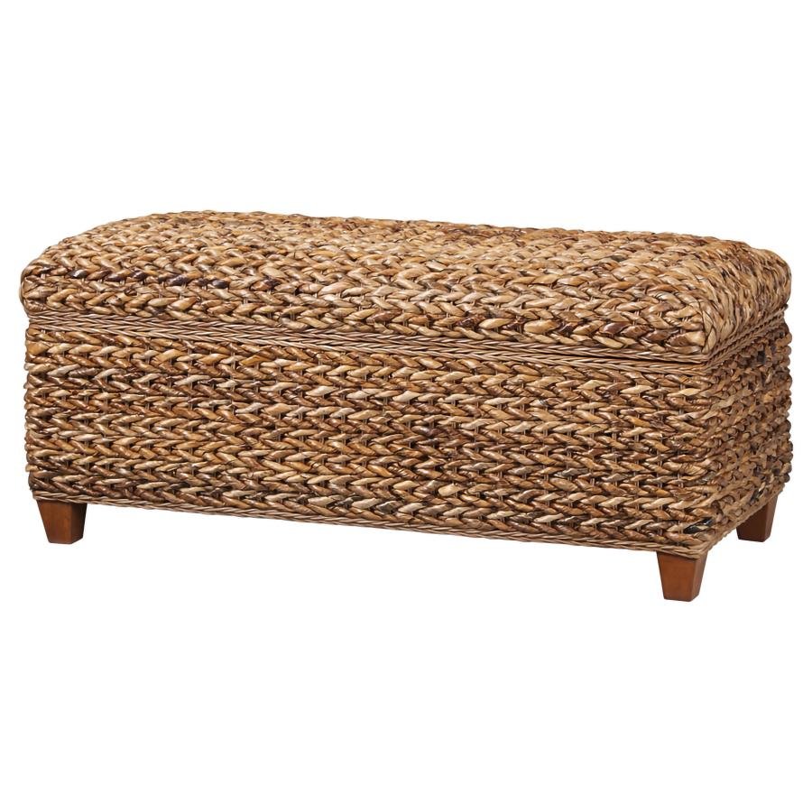 Laughton Hand-Woven Banana Leaf Storage Bench Amber - Image 5