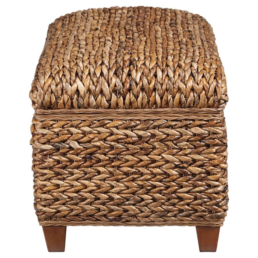 Laughton Hand-Woven Banana Leaf Storage Bench Amber - Image 4