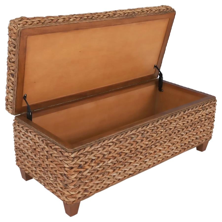 Laughton Hand-Woven Banana Leaf Storage Bench Amber - Image 3