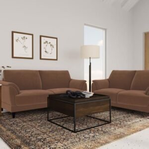 Selma 2-piece Velvet Upholstered Crescent Arm Sofa Set Rust