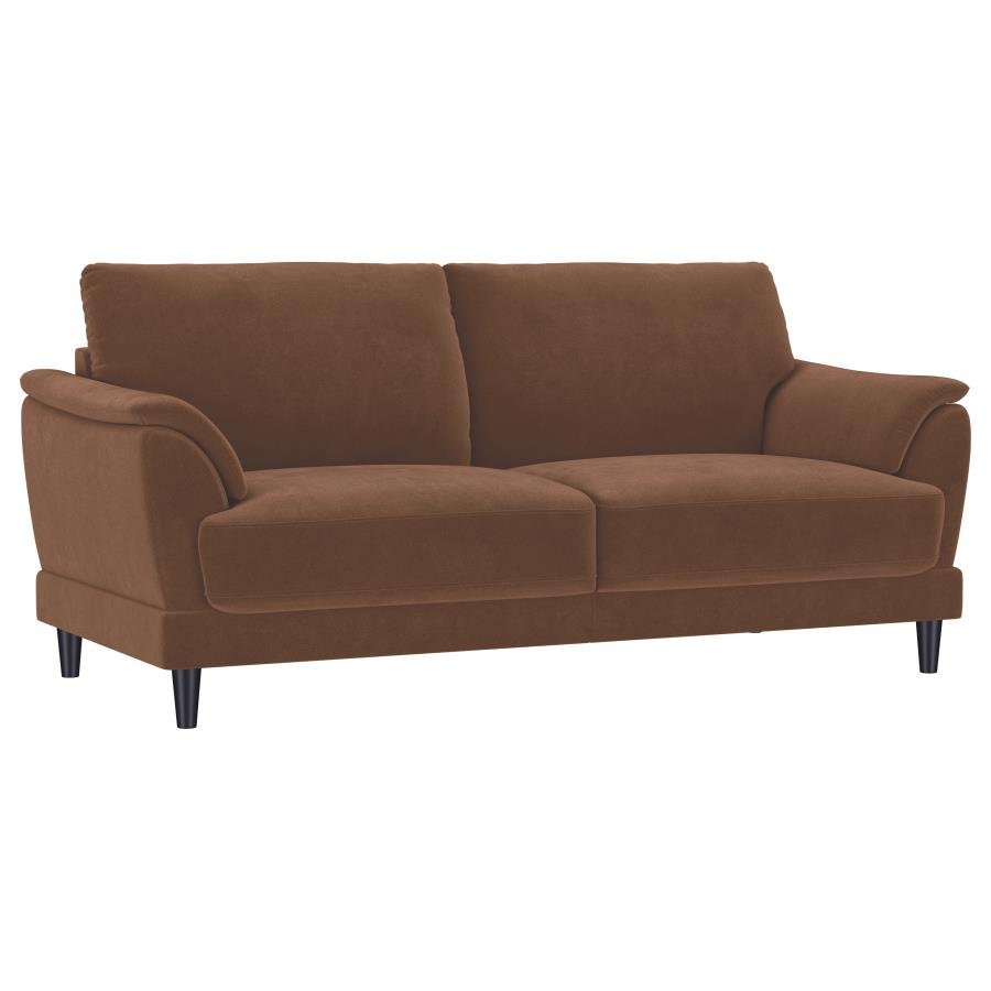 Selma 2-piece Velvet Upholstered Crescent Arm Sofa Set Rust - Image 8