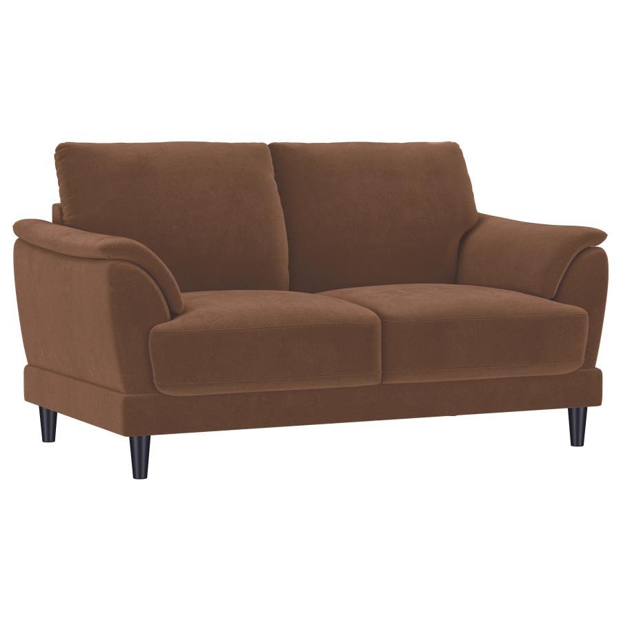 Selma 2-piece Velvet Upholstered Crescent Arm Sofa Set Rust - Image 5