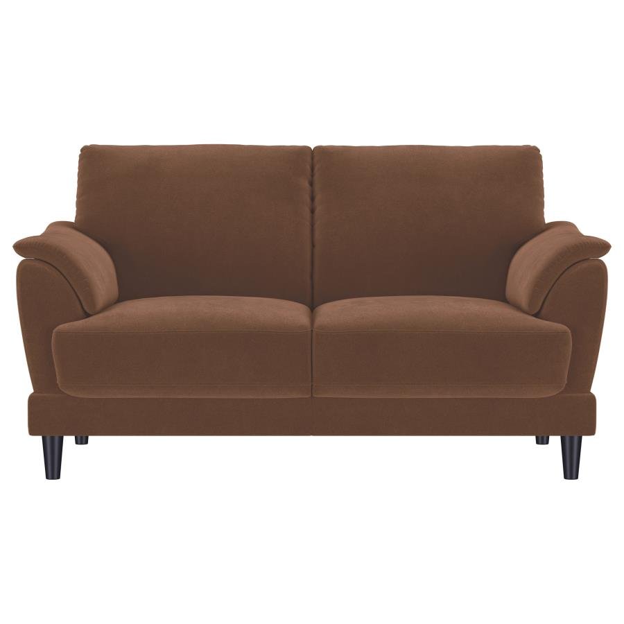 Selma 2-piece Velvet Upholstered Crescent Arm Sofa Set Rust - Image 4