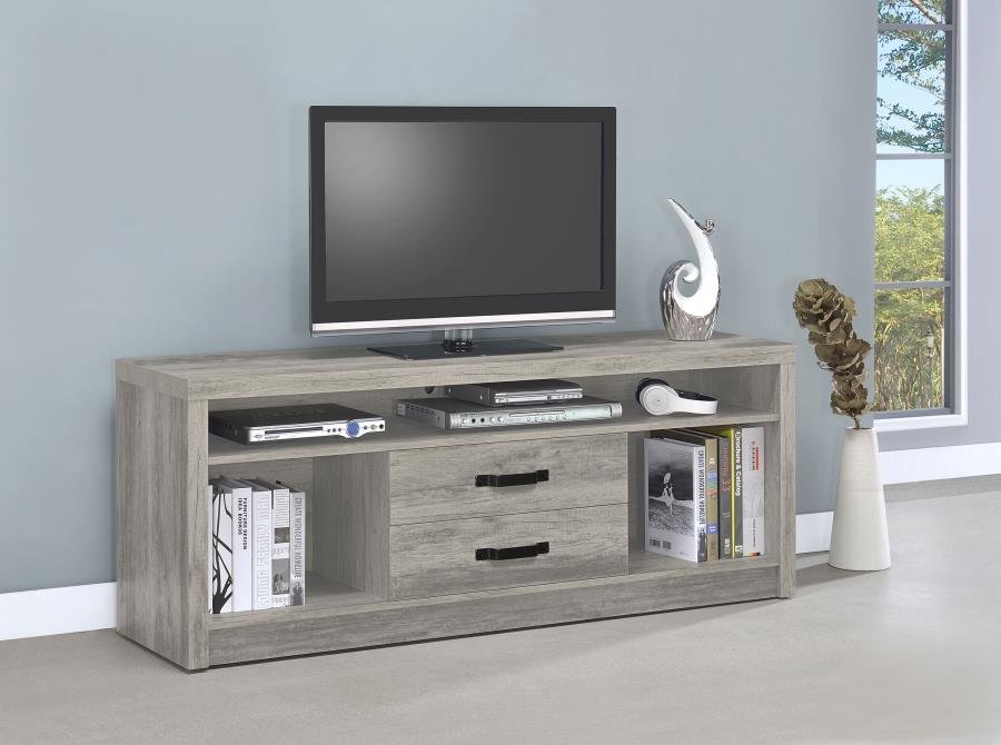 Burke 2-drawer Engineered Wood 59-inch TV Stand Grey Driftwood - Image 2