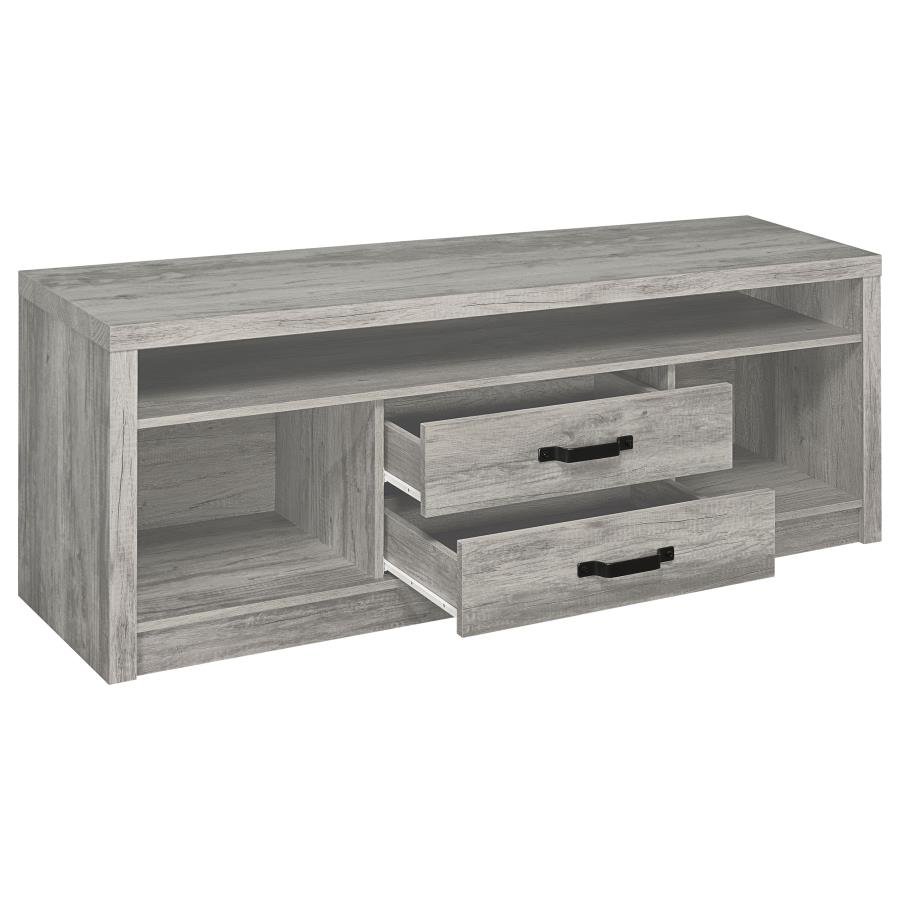 Burke 2-drawer Engineered Wood 59-inch TV Stand Grey Driftwood - Image 3