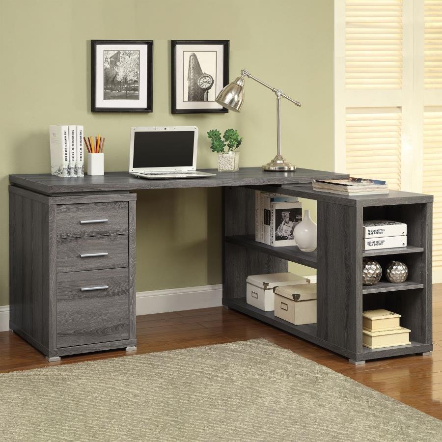 Yvette 60-inch 3-drawer L-Shape Computer Desk Weathered Grey - Image 2