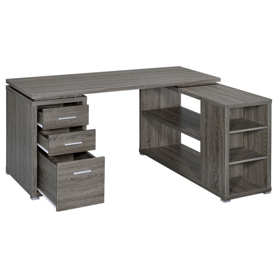 Yvette 60-inch 3-drawer L-Shape Computer Desk Weathered Grey - Image 4