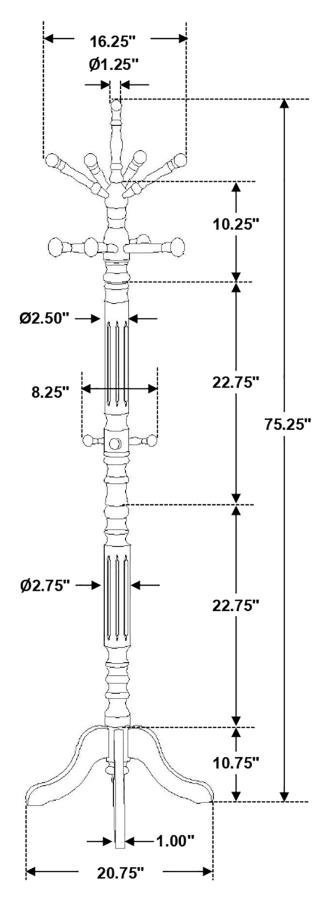 Achelle 11 Hook Freestanding Coat Rack Hanger Golden Brown - Image 4