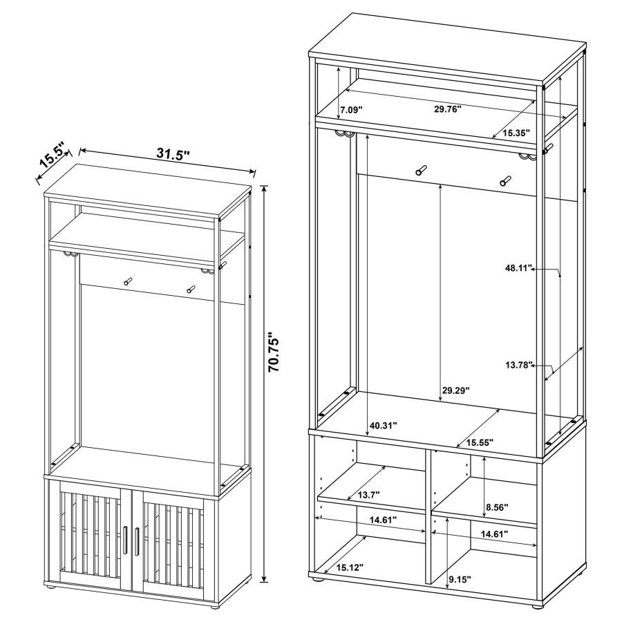 Quincy 2-door Coat Rack Hall Tree Storage Bench Dark Pine - Image 13