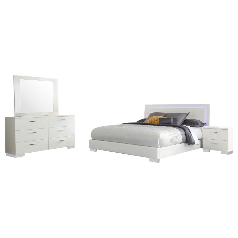 Felicity 4-piece Eastern King Bedroom Set White High Gloss - Image 2