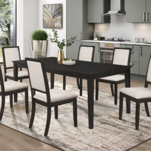 Louise 7-piece Rectangular Extension Leaf Dining Set Black