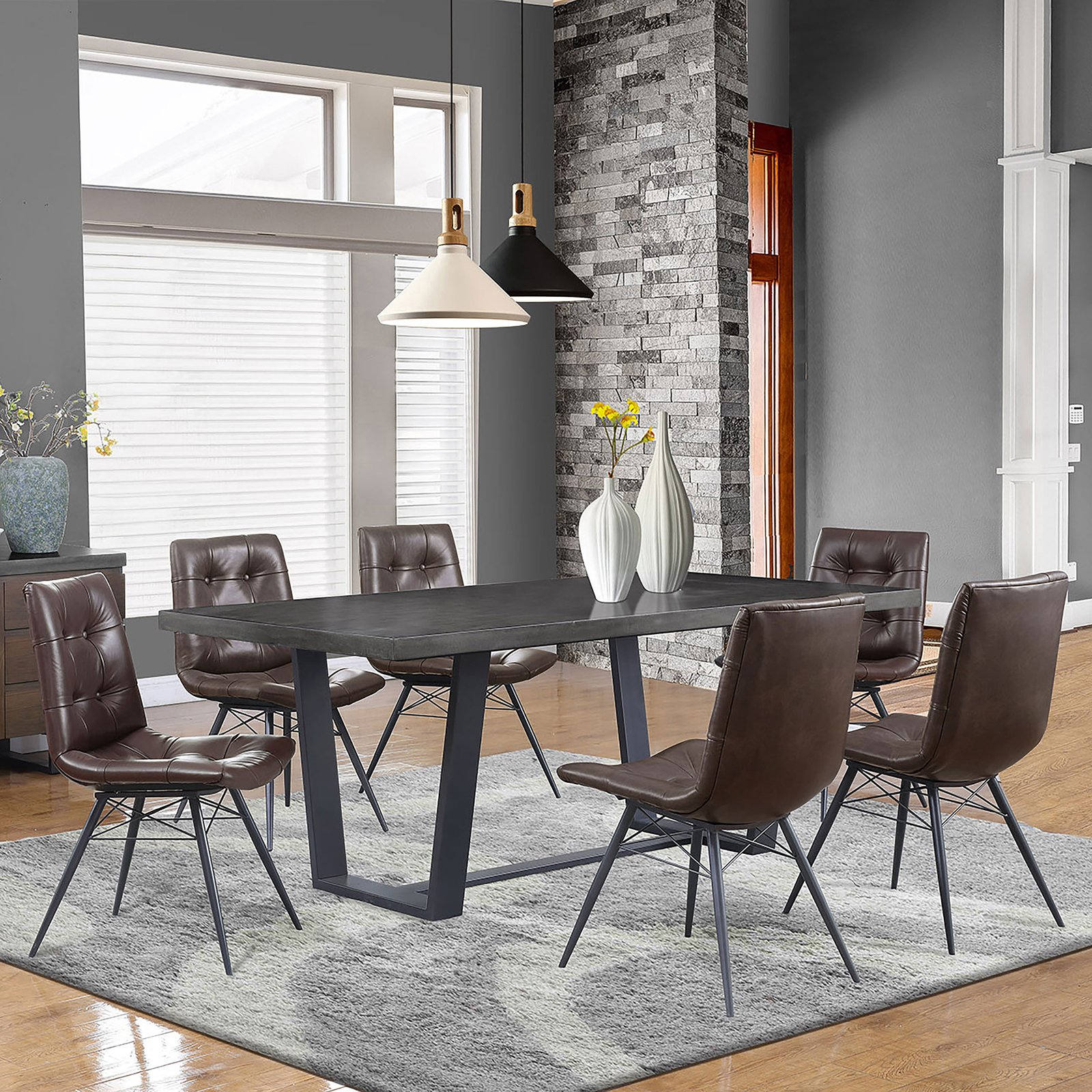 Aiken Upholstered Dining Side Chair Brown (Set of 4) - Image 12