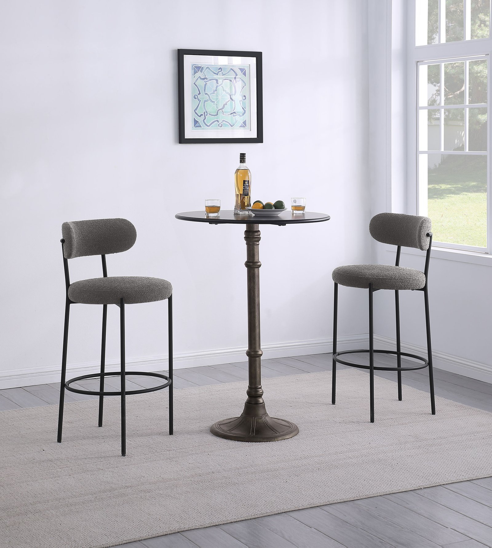 Viola Boucle Upholstered Bar Chair Grey (Set of 2) - Image 12