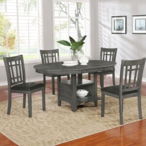 Lavon 5-piece Oval Extension Leaf Dining Set Medium Grey