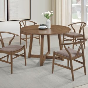 Dinah 5-piece Round Solid Wood Dining Set Walnut