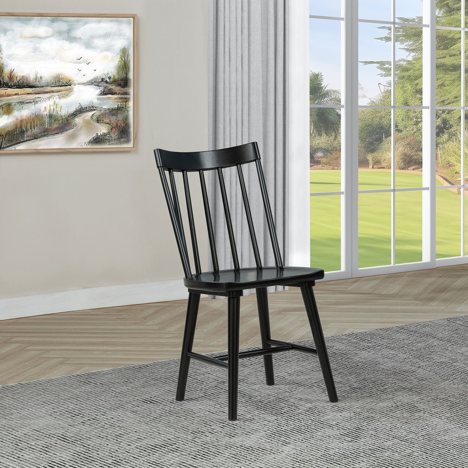 Middleton Solid Wood Dining Side Chair Black (Set of 2) - Image 2