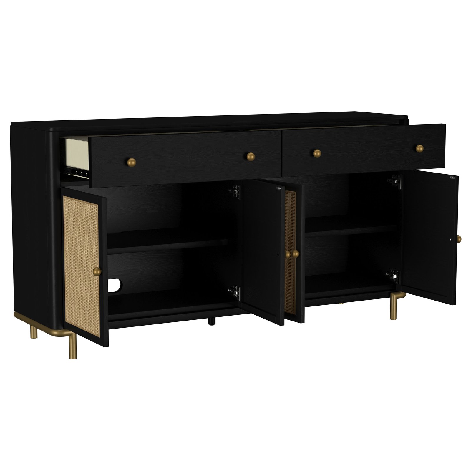 Arini 2-drawer Cane Door Dining Sideboard Server Black - Image 3