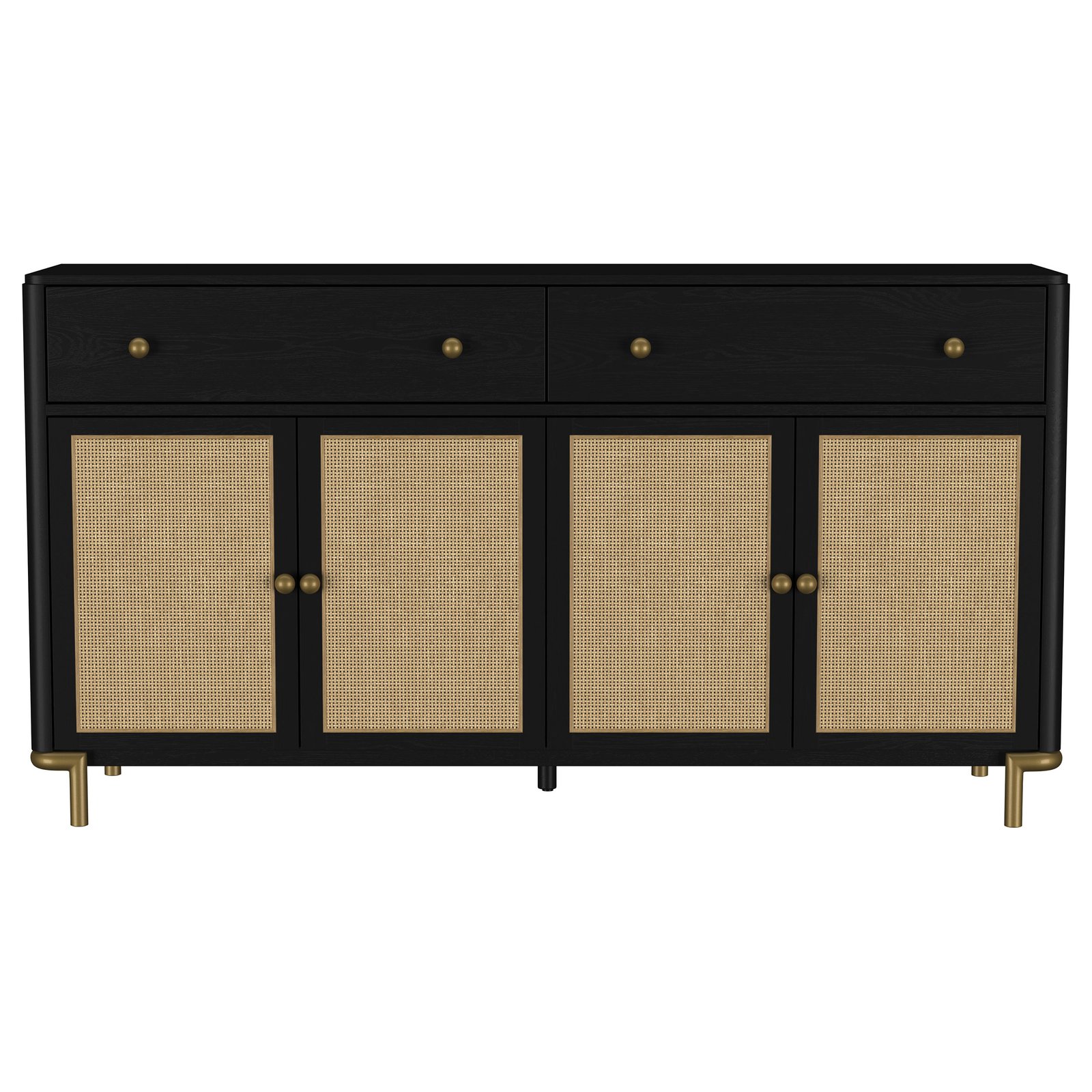 Arini 2-drawer Cane Door Dining Sideboard Server Black - Image 4