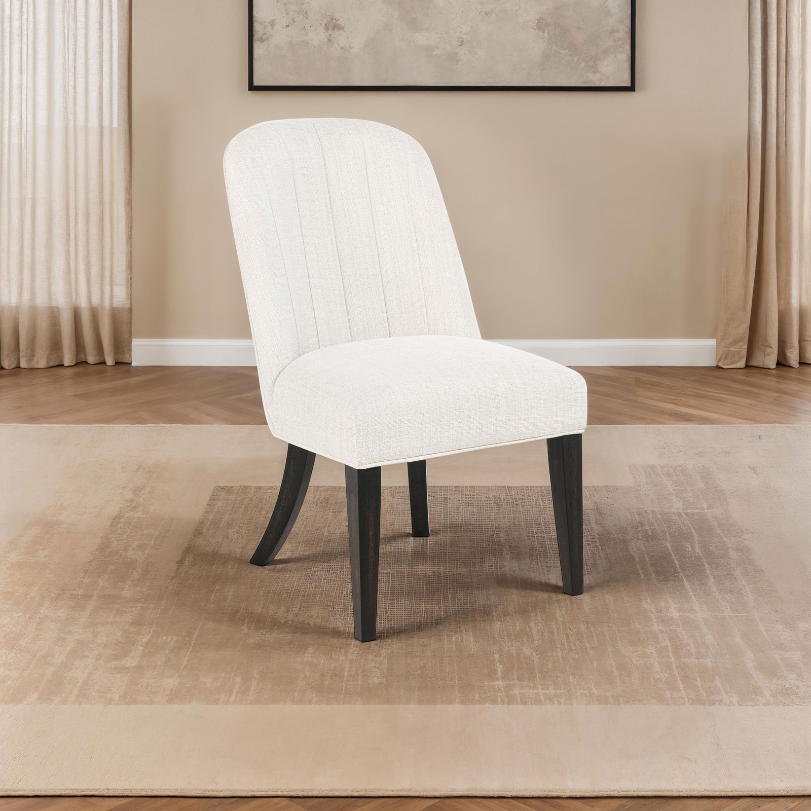 Leandro Upholstered Dining Side Chair Cream (Set of 2) - Image 2