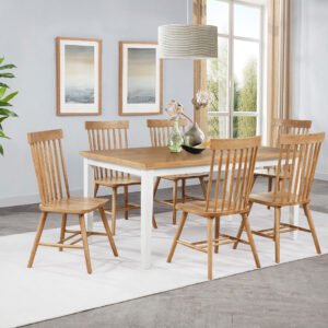 Andrews 7-piece Rectangular Dining Set Light Ash and White