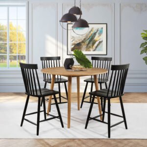 Andrews 5-piece Round Counter Dining Set Light Ash and Black