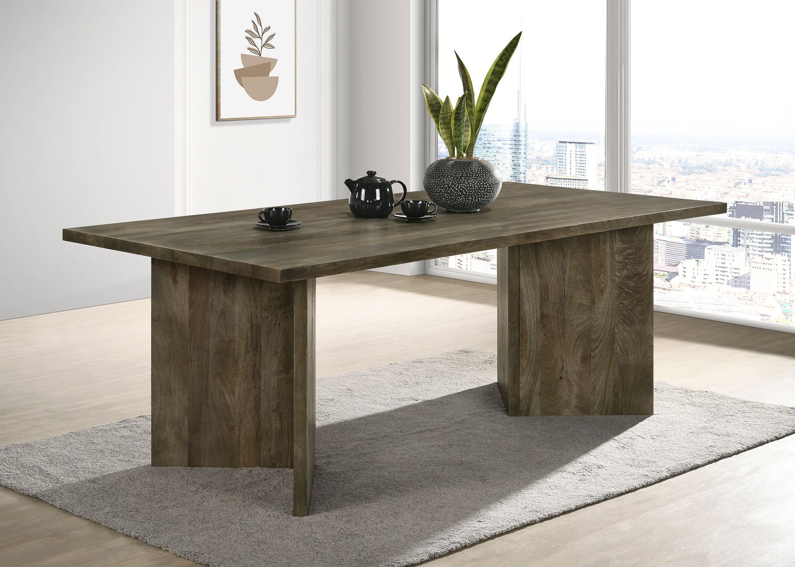 Tyler 80-inch Solid Wood Dining Table Mango Brown - Image 2