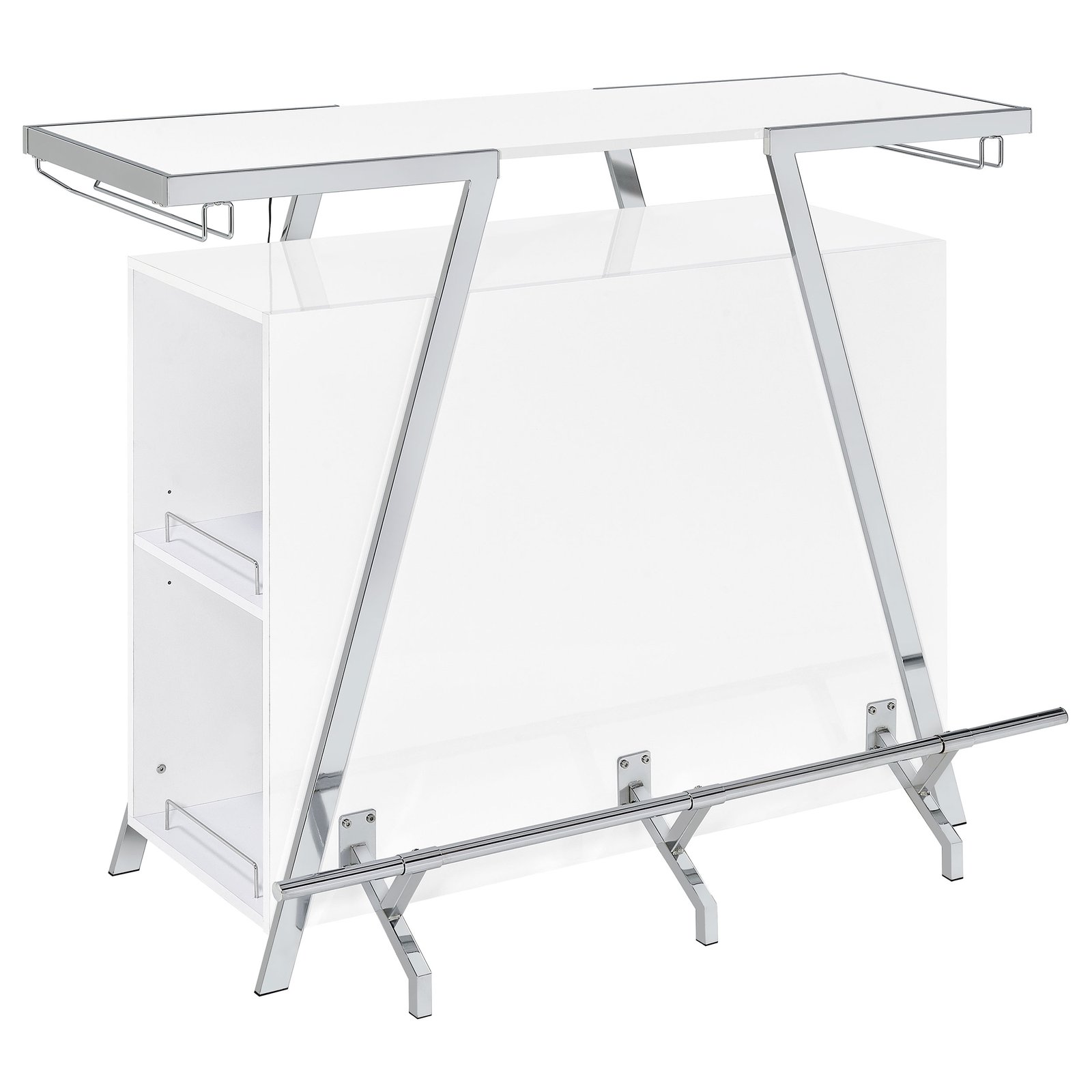 Araceli Freestanding LED Home Bar Cabinet White High Gloss - Image 7