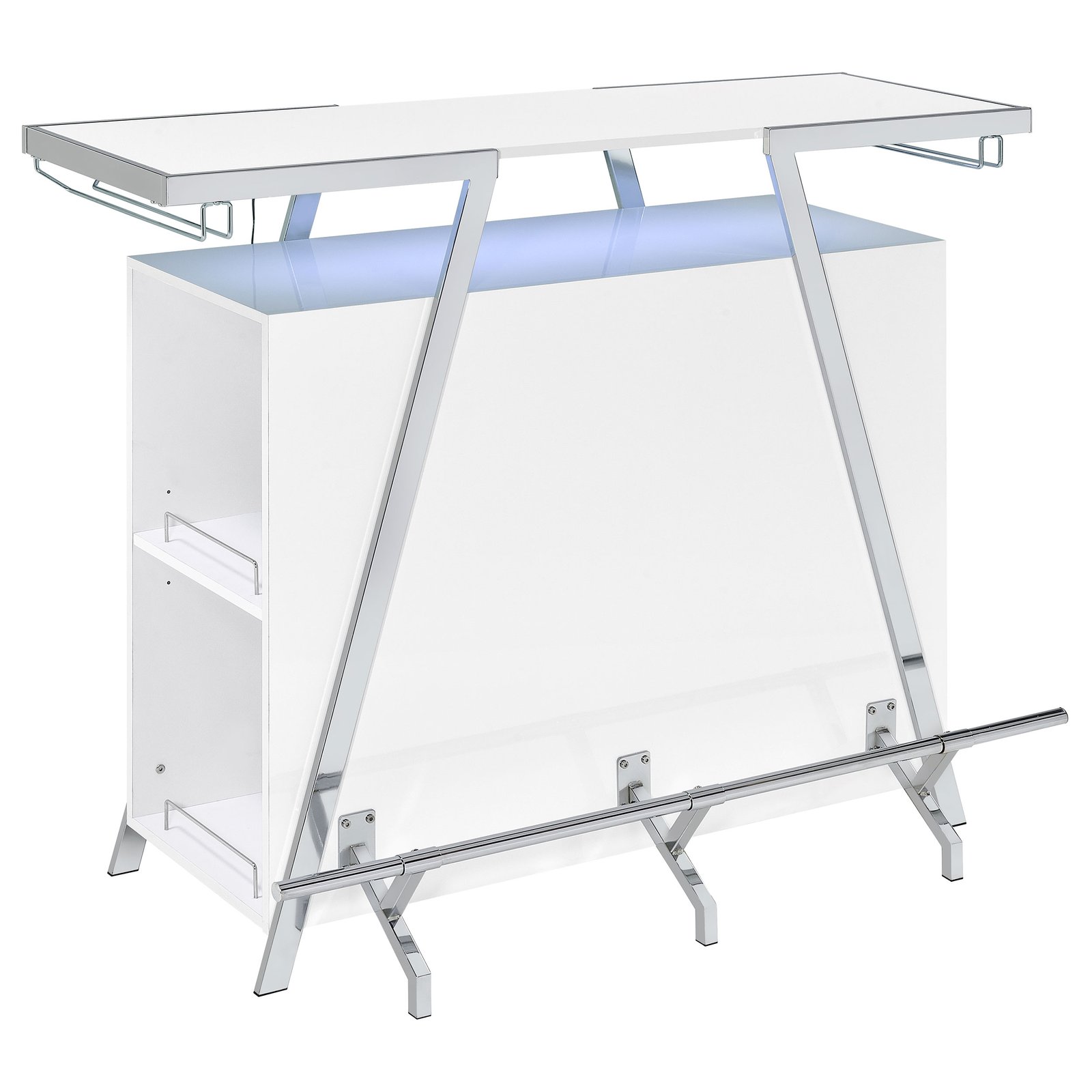 Araceli Freestanding LED Home Bar Cabinet White High Gloss - Image 8