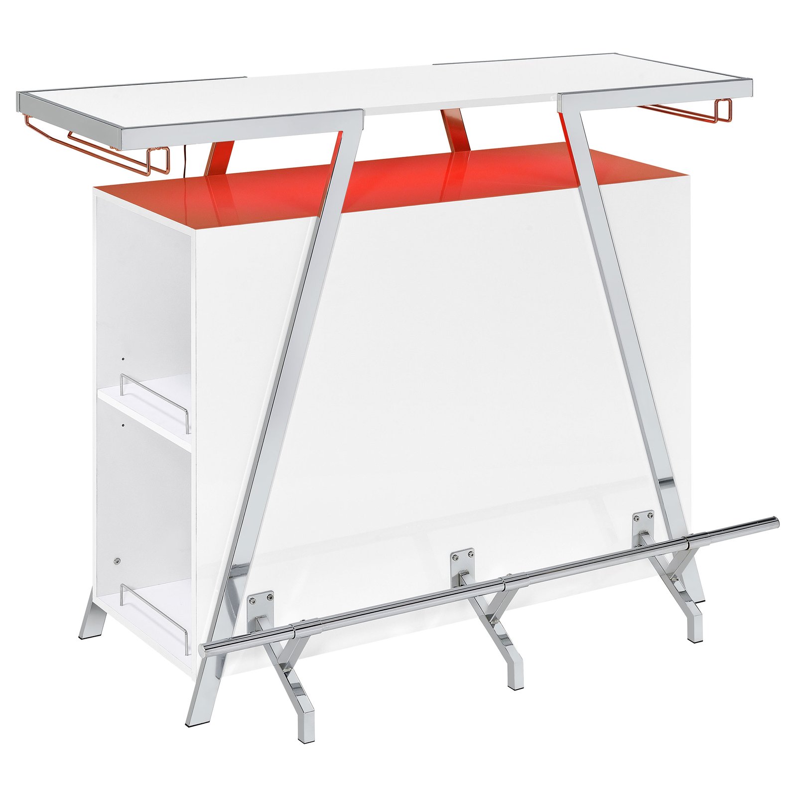 Araceli Freestanding LED Home Bar Cabinet White High Gloss - Image 10