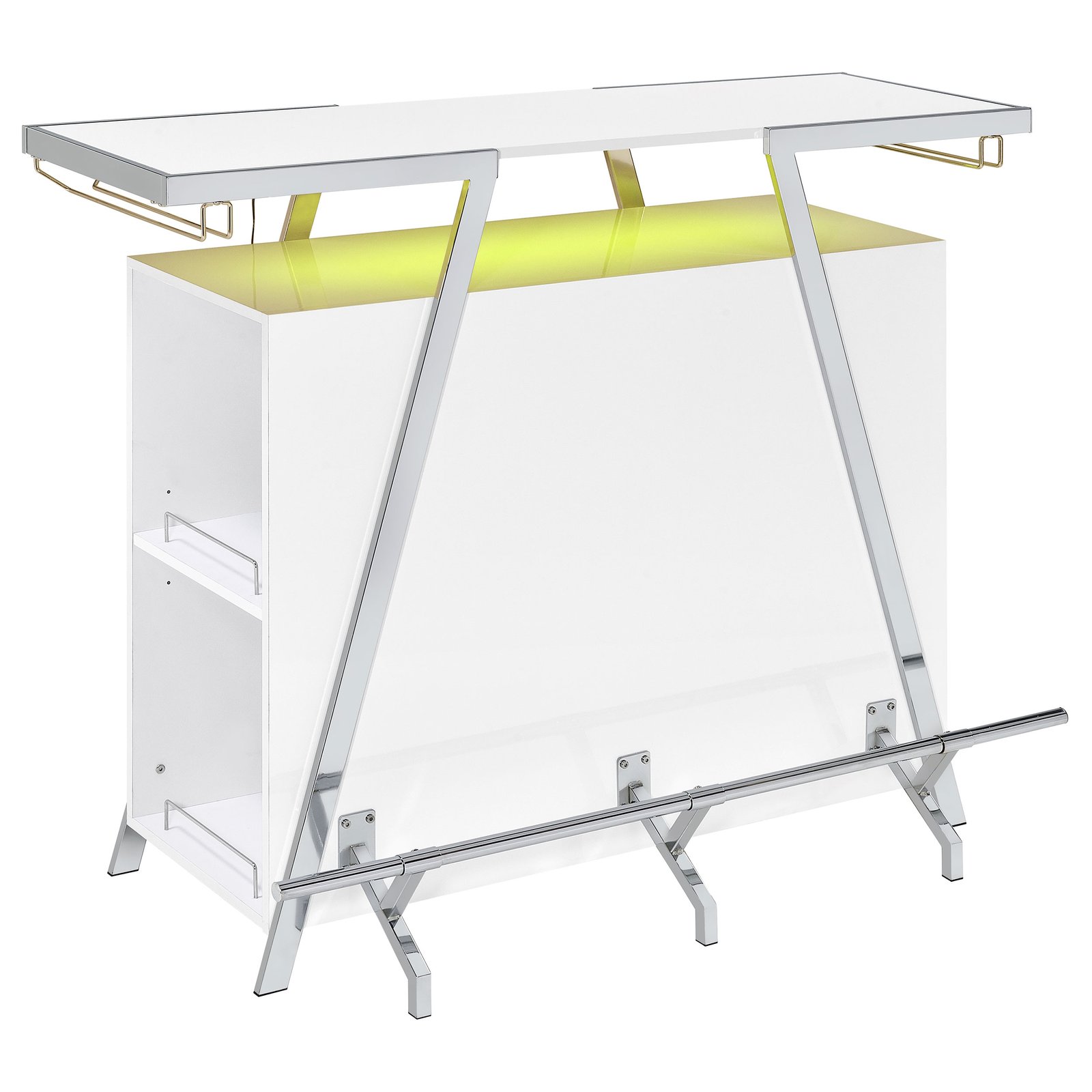 Araceli Freestanding LED Home Bar Cabinet White High Gloss - Image 11