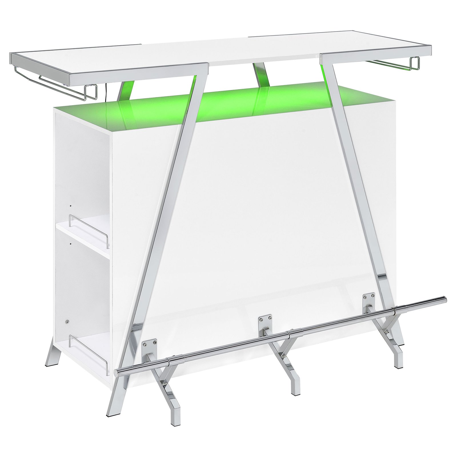 Araceli Freestanding LED Home Bar Cabinet White High Gloss - Image 12