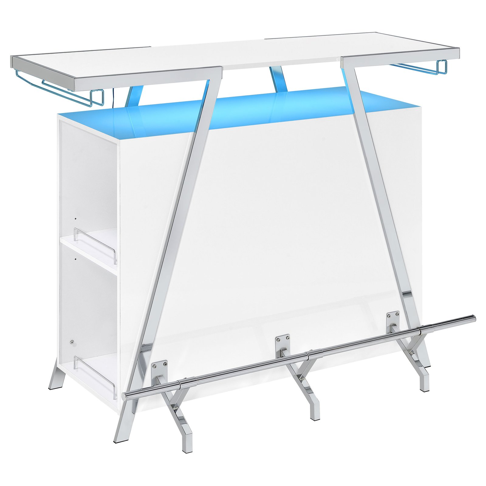 Araceli Freestanding LED Home Bar Cabinet White High Gloss - Image 13