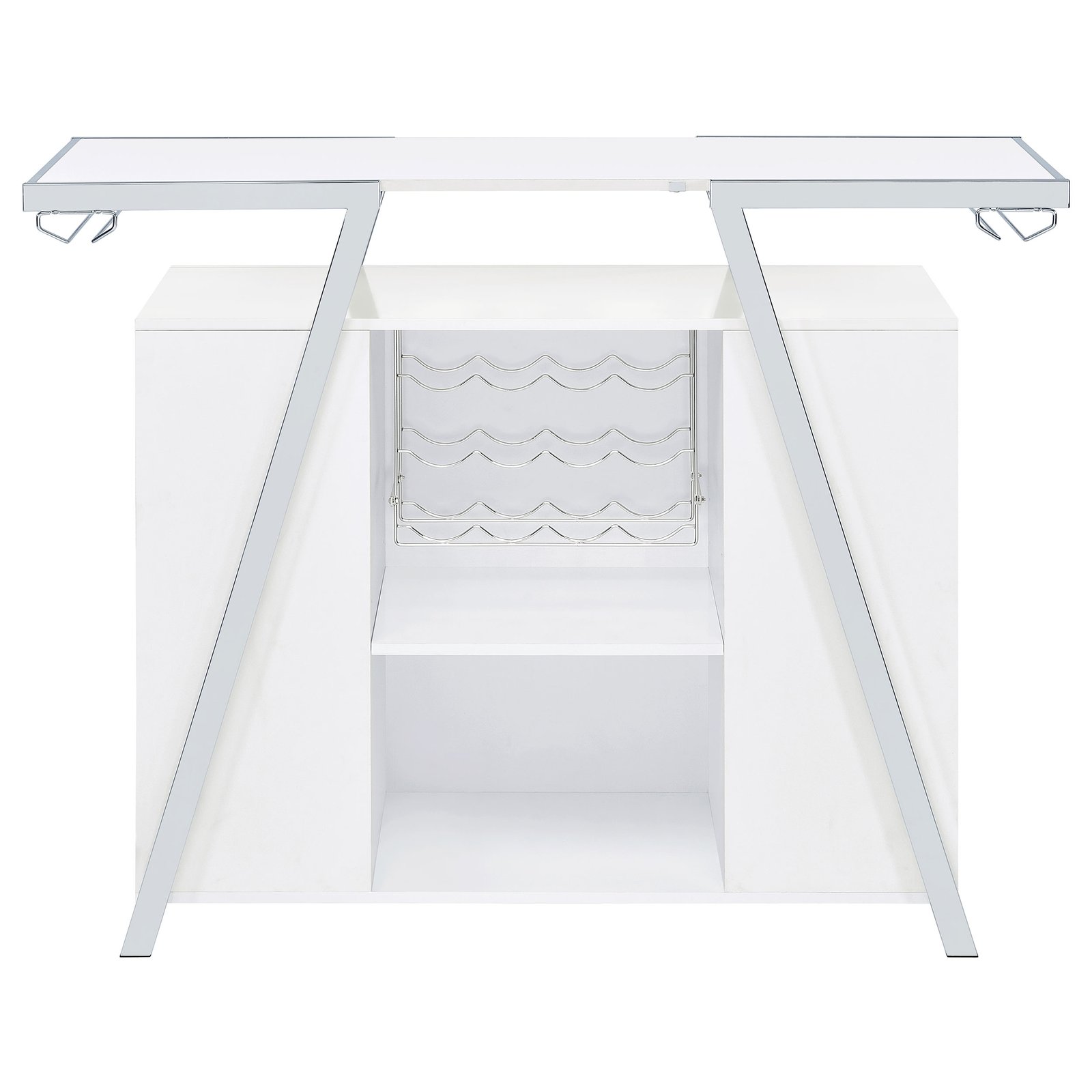 Araceli Freestanding LED Home Bar Cabinet White High Gloss - Image 18