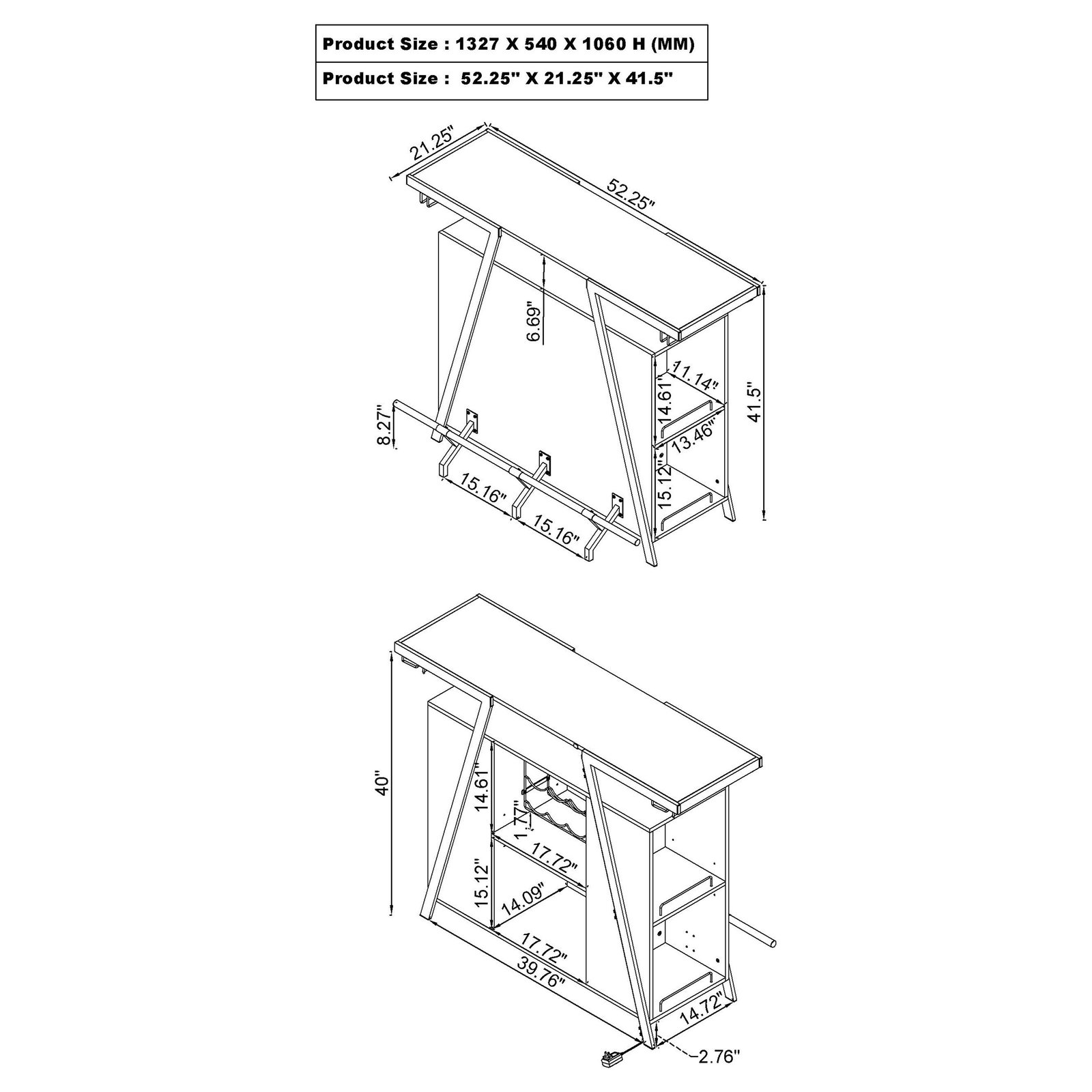 Araceli Freestanding LED Home Bar Cabinet White High Gloss - Image 3