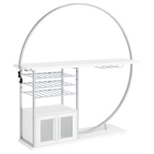 Risley 2-door Circular LED Wine Cabinet White High Gloss