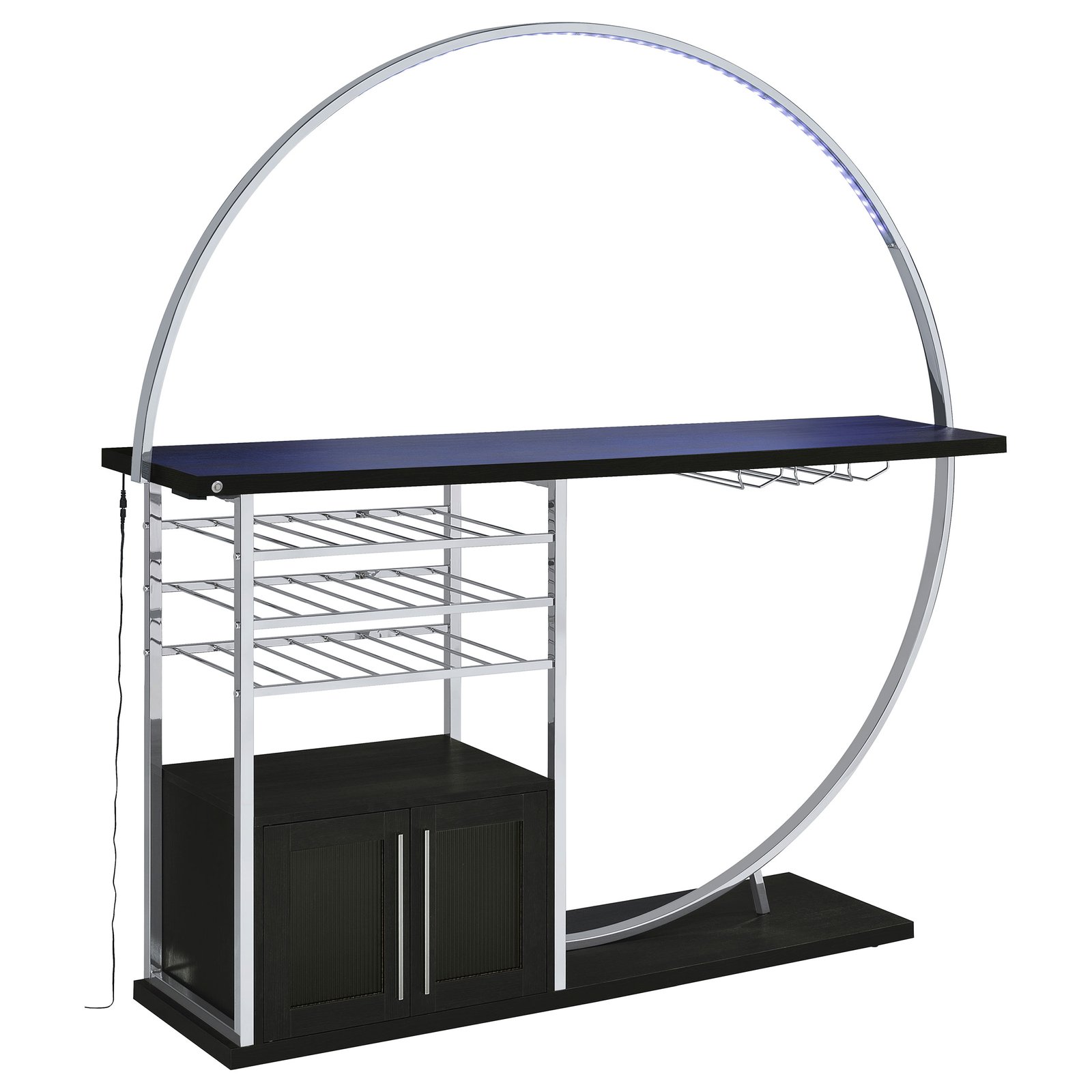 Risley 2-door Circular LED Wine Cabinet Dark Charcoal - Image 4