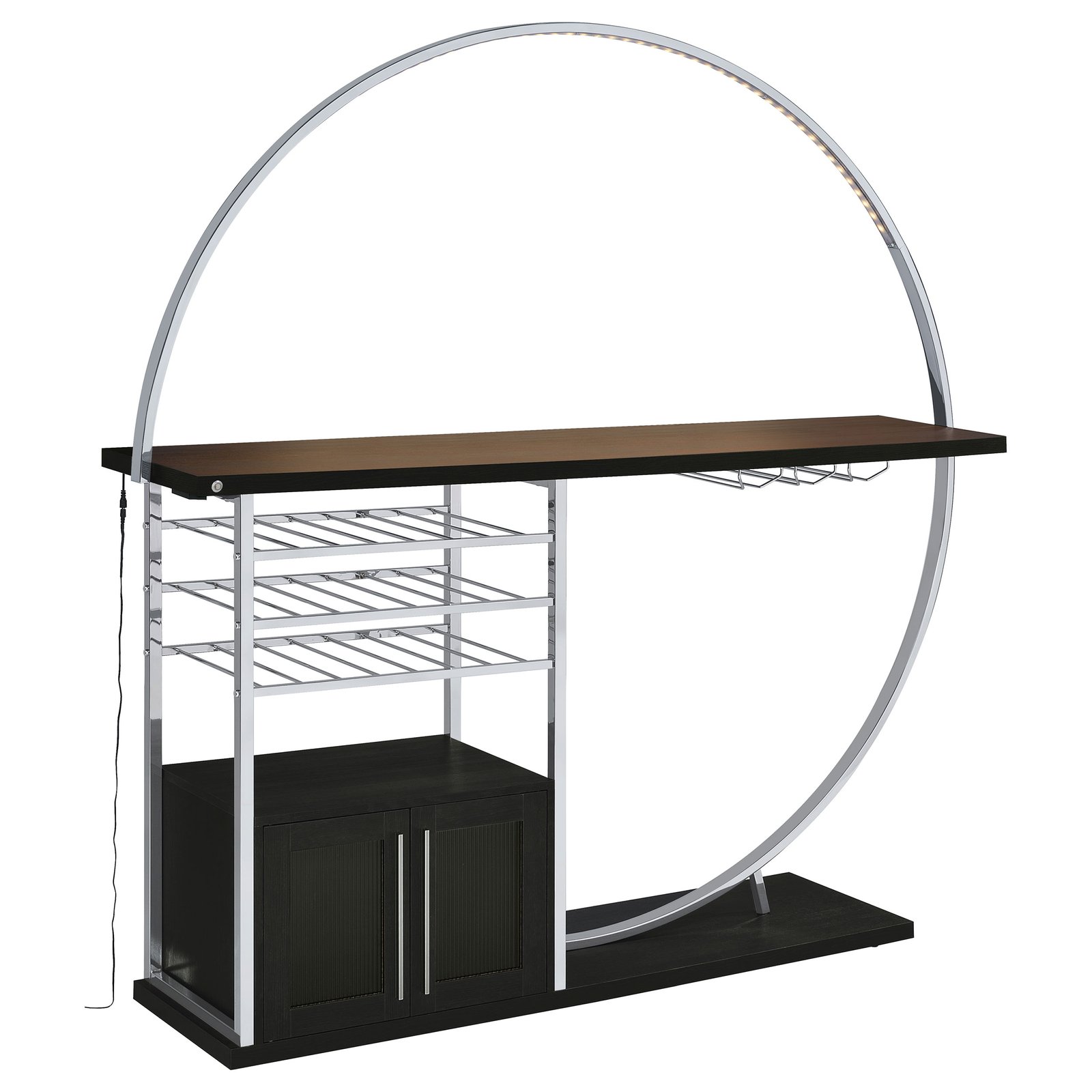 Risley 2-door Circular LED Wine Cabinet Dark Charcoal - Image 5