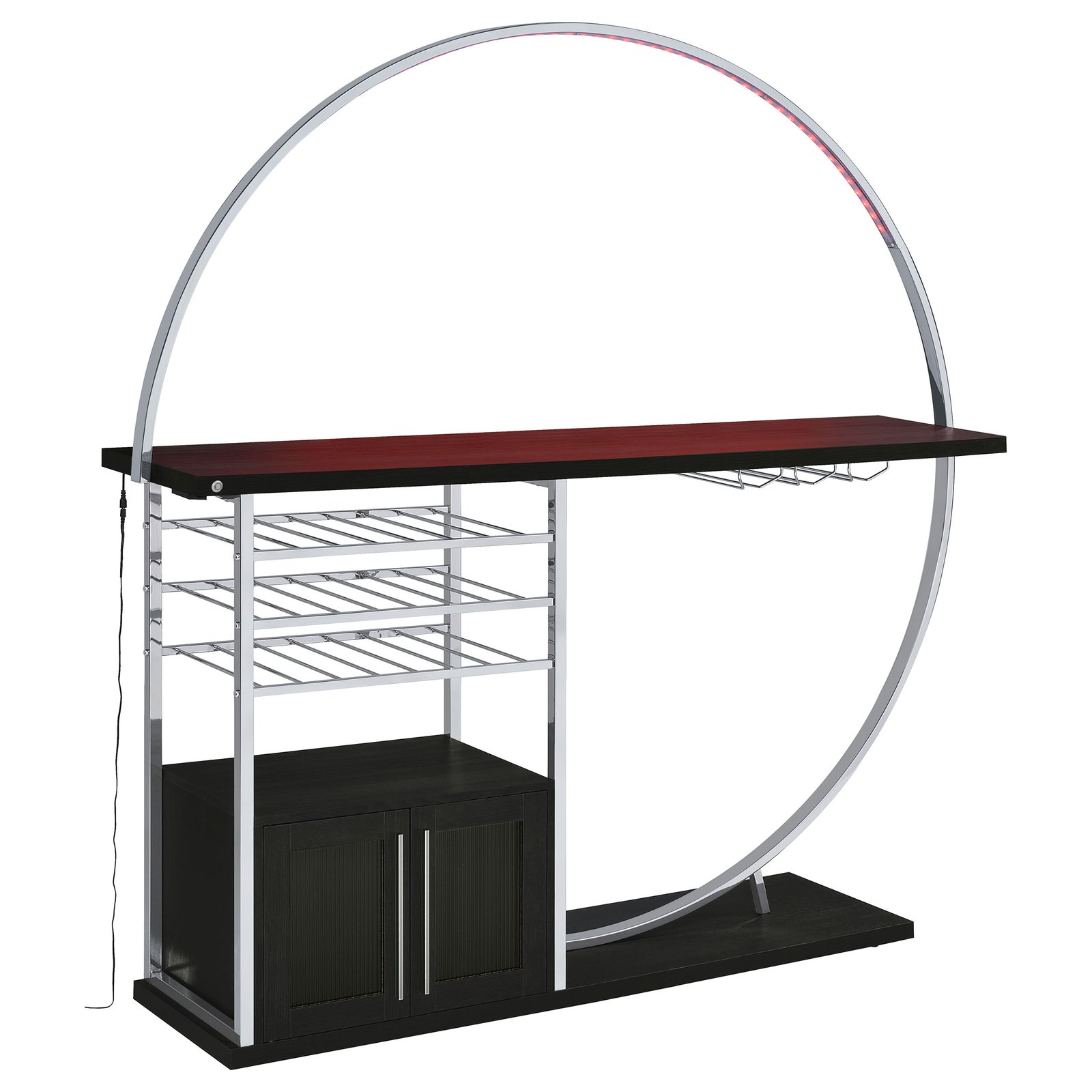 Risley 2-door Circular LED Wine Cabinet Dark Charcoal - Image 6