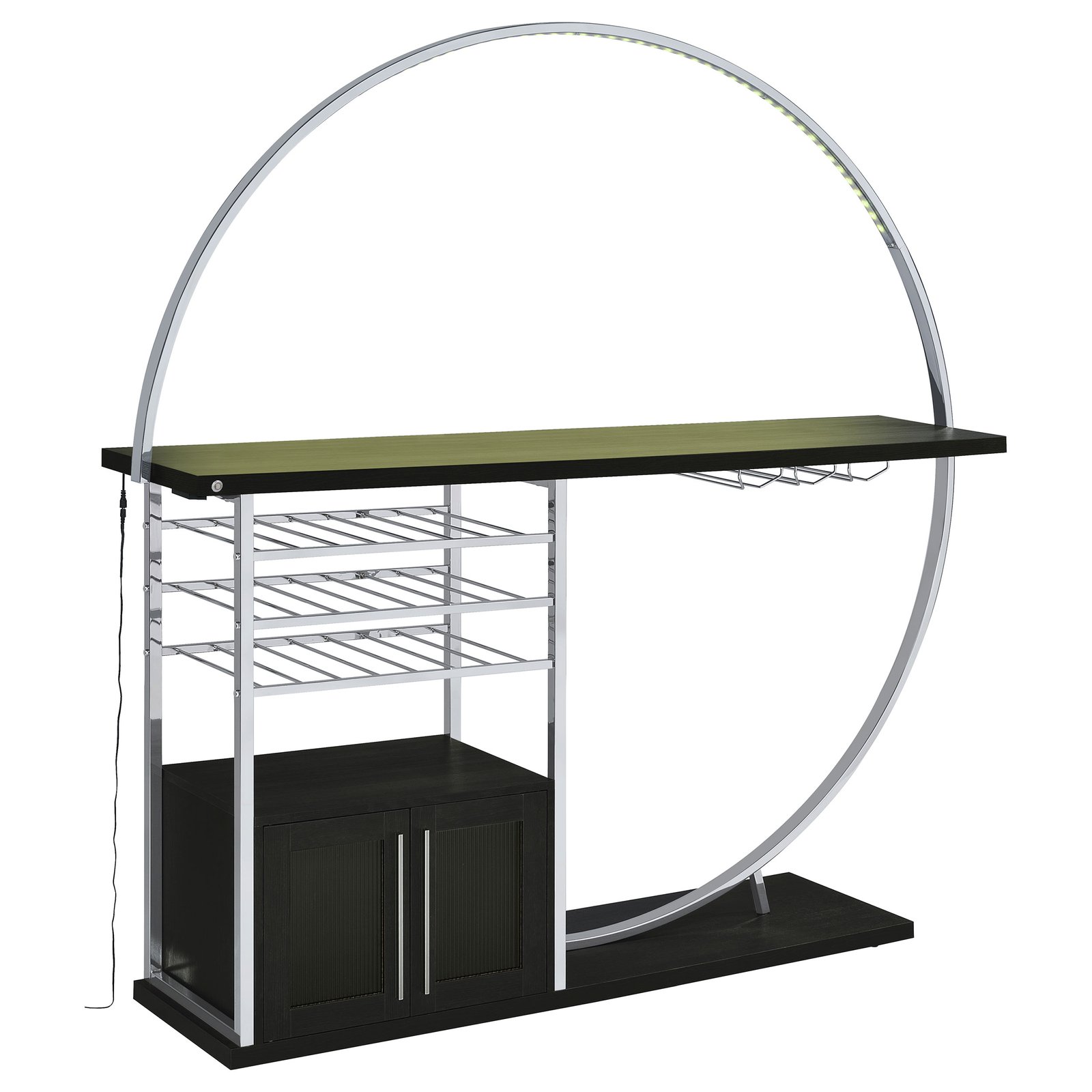 Risley 2-door Circular LED Wine Cabinet Dark Charcoal - Image 7