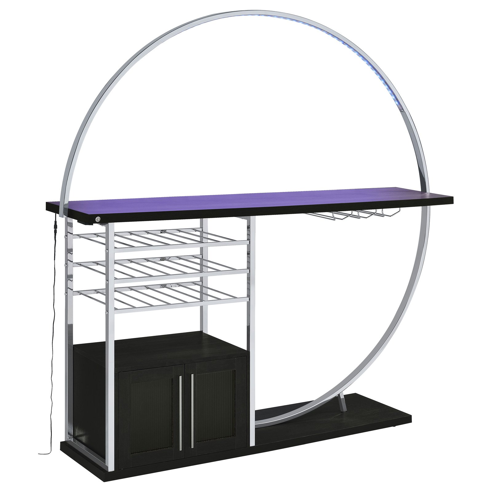 Risley 2-door Circular LED Wine Cabinet Dark Charcoal - Image 9